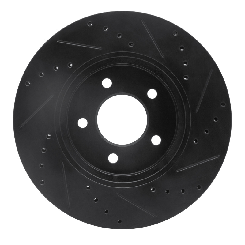 Ford Escape Brake Rotor (1) - Front Left - R1 Concepts - Drilled & Slotted - Black - `05-`12